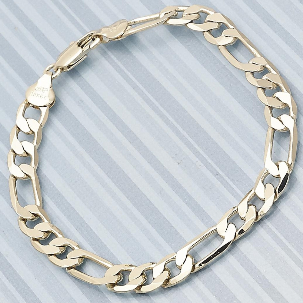 Oro Laminado Basic Bracelet, Gold Filled Style Figaro Design, Polished, Golden Finish
