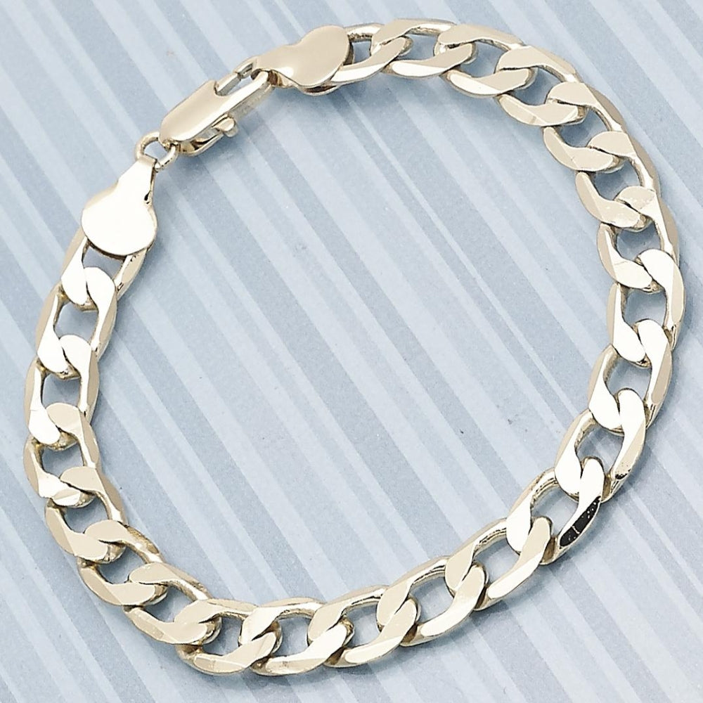 Oro Laminado Basic Bracelet, Gold Filled Style Curb Design, Polished, Golden Finish