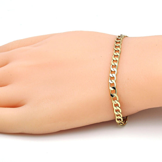 Oro Laminado Basic Bracelet, Gold Filled Style Curb Design, Polished, Golden Finish