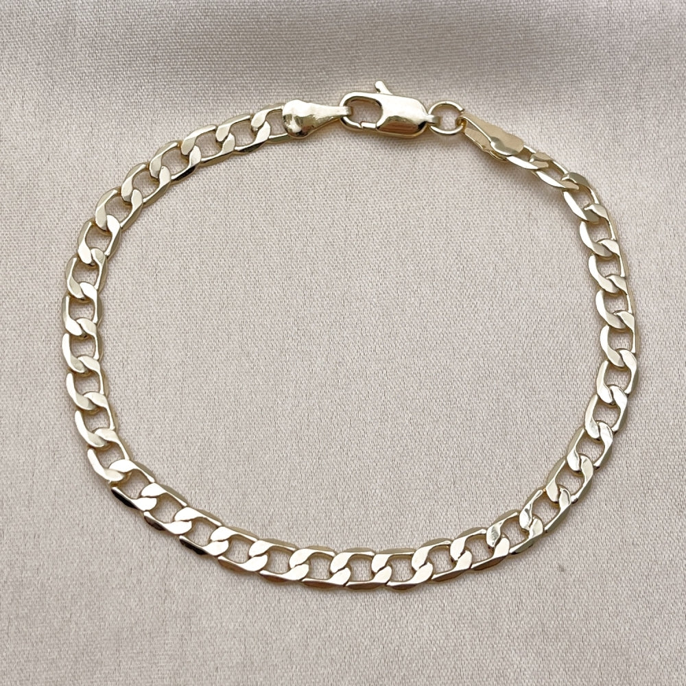 Oro Laminado Basic Bracelet, Gold Filled Style Curb Design, Polished, Golden Finish