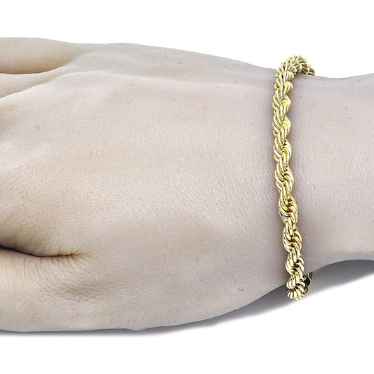 Oro Laminado Basic Bracelet, Gold Filled Style Rope Design, Polished, Golden Finish