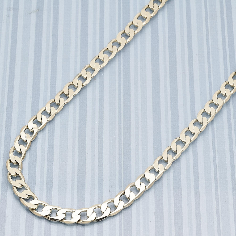 Oro Laminado Basic Necklace, Gold Filled Style Curb Design, Polished, Golden Finish