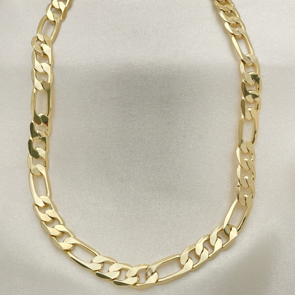 Oro Laminado Basic Necklace, Gold Filled Style Figaro Design, Polished, Golden Finish