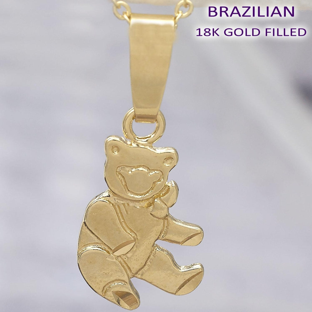 Oro Laminado Fancy Pendant, Gold Filled Style Teddy Bear Design, Polished, Golden Finish