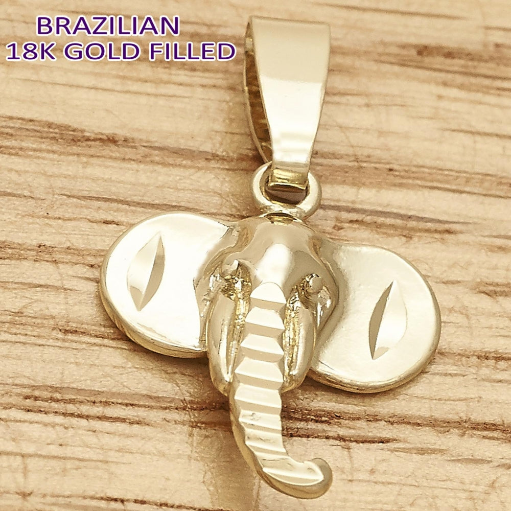 Oro Laminado Fancy Pendant, Gold Filled Style Elephant Design, Polished, Golden Finish