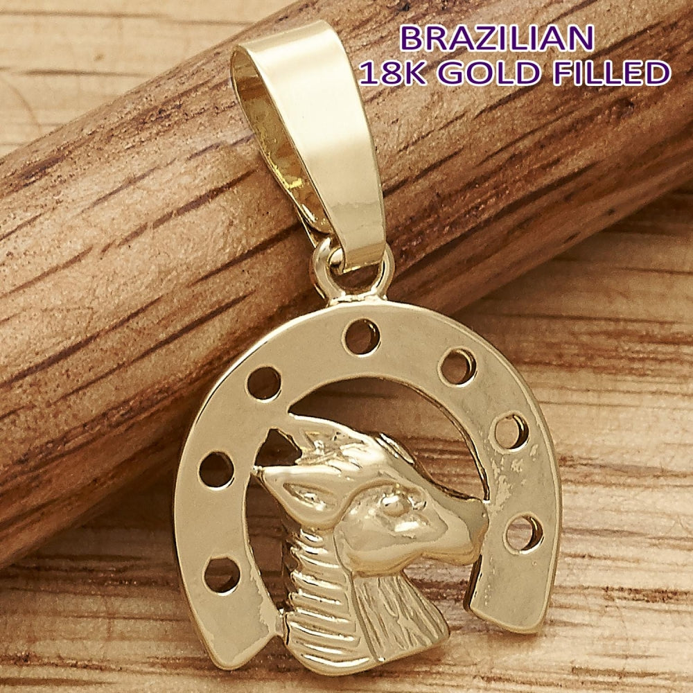 Oro Laminado Fancy Pendant, Gold Filled Style Horse Design, Polished, Golden Finish