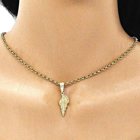 Oro Laminado Fancy Pendant, Gold Filled Style Diamond Cutting Finish, Golden Finish