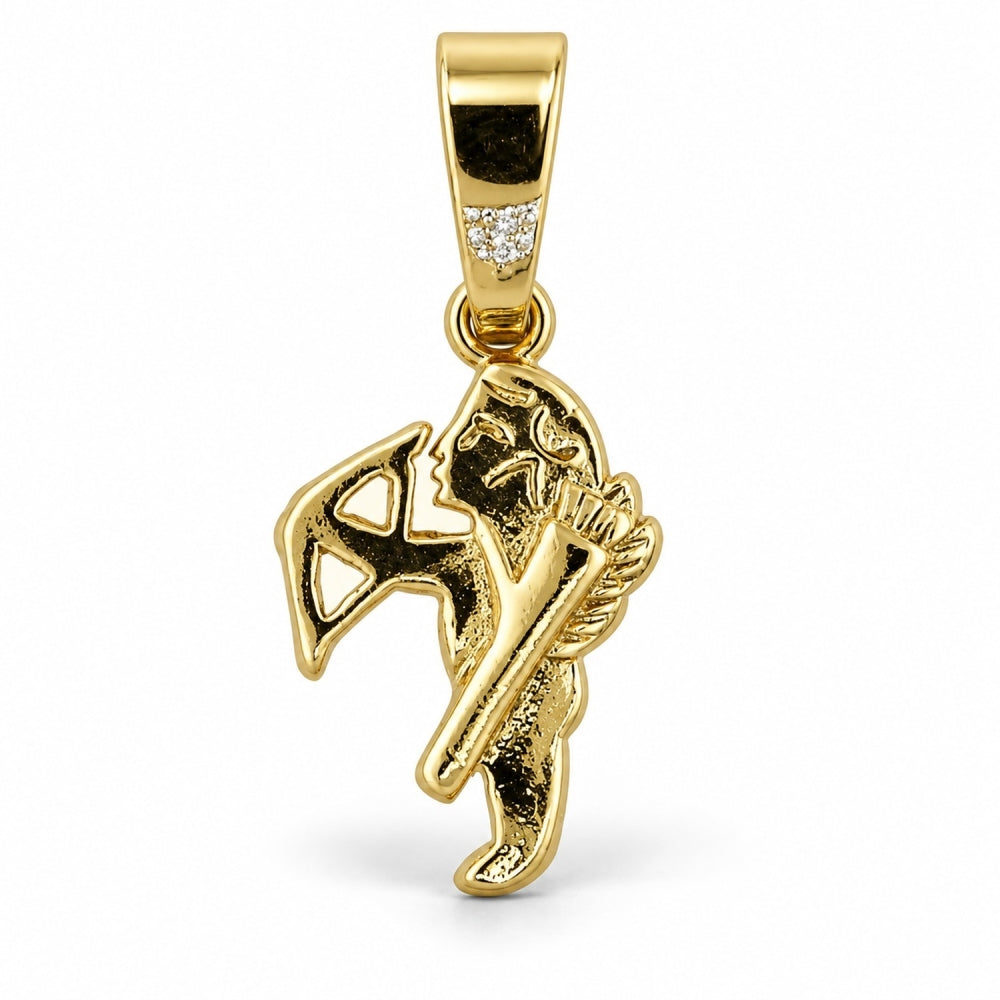Oro Laminado Religious Pendant, Gold Filled Style Angel Design, Polished, Golden Finish