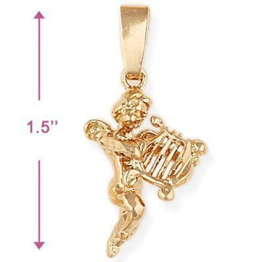Oro Laminado Religious Pendant, Gold Filled Style Angel Design, Polished, Golden Finish