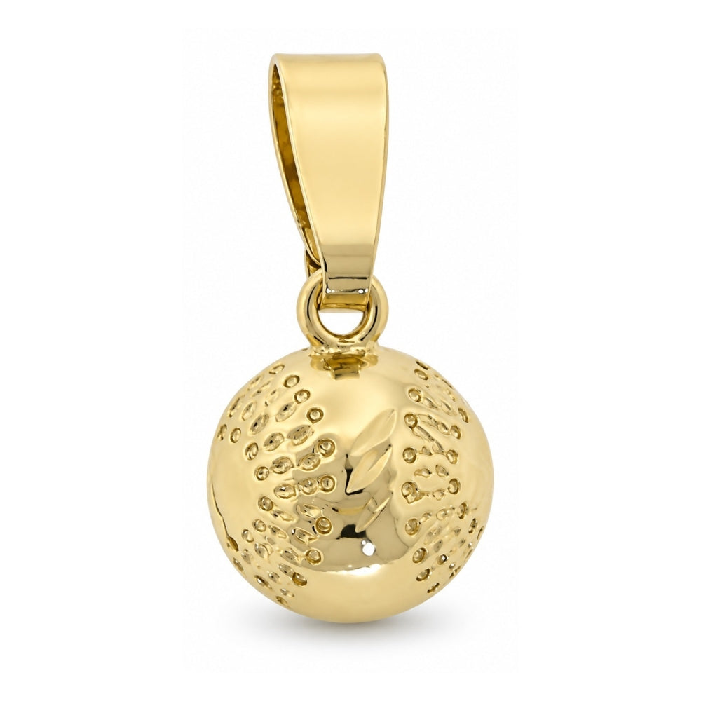 Oro Laminado Fancy Pendant, Gold Filled Style Ball Design, Diamond Cutting Finish, Golden Finish