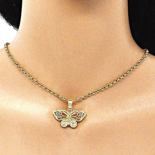 Oro Laminado Fancy Pendant, Gold Filled Style Butterfly Design, Polished, Golden Finish
