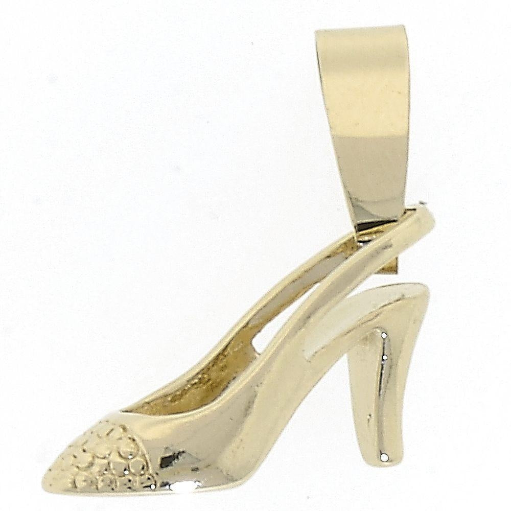 Oro Laminado Fancy Pendant, Gold Filled Style Shoes Design, Diamond Cutting Finish, Golden Finish