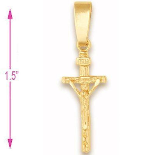 Oro Laminado Religious Pendant, Gold Filled Style Crucifix Design, Diamond Cutting Finish, Golden Finish