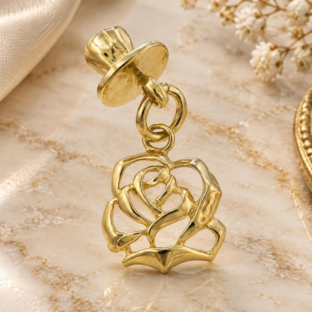 Oro Laminado Fancy Pendant, Gold Filled Style Flower Design, Polished, Golden Finish