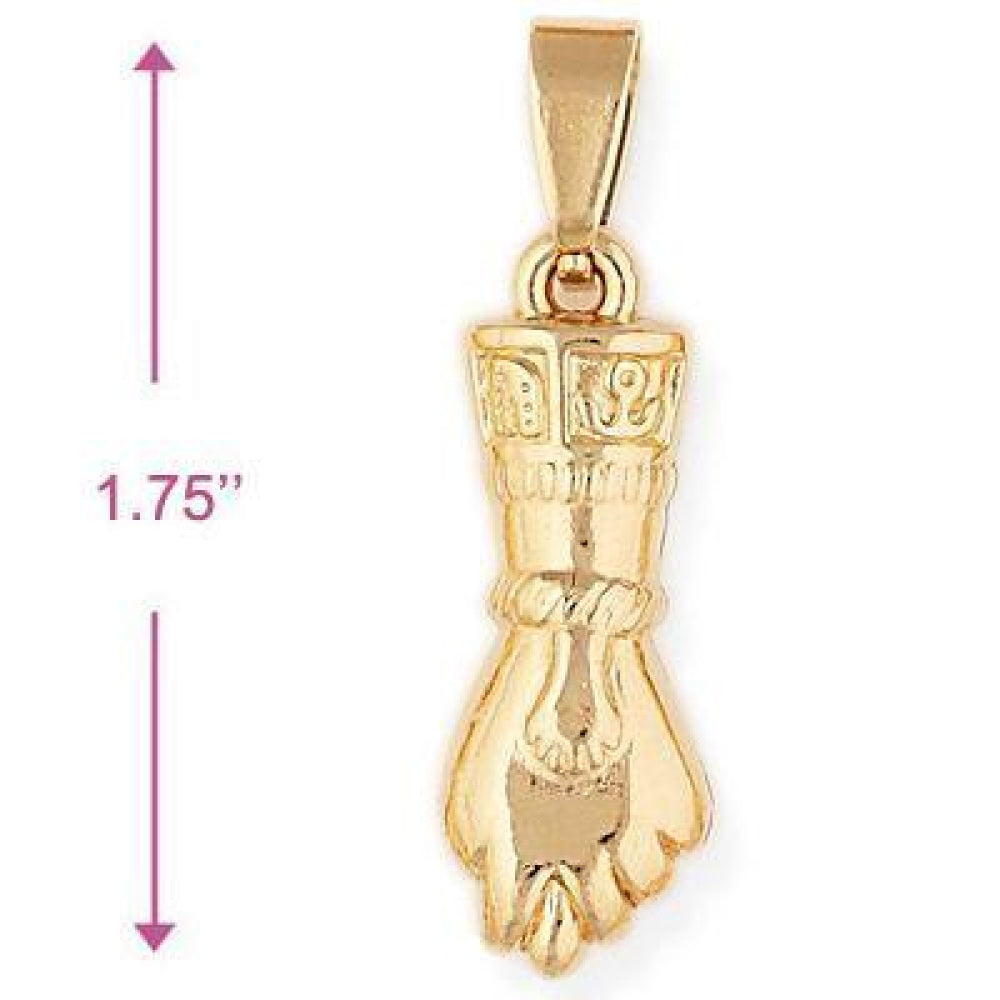 Oro Laminado Religious Pendant, Gold Filled Style Judaica and Hand of God Design, Polished, Golden Finish
