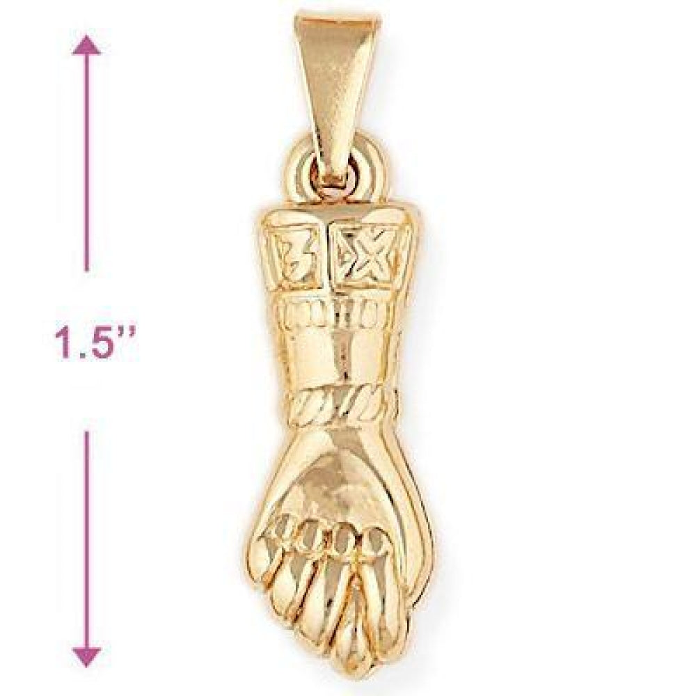 Oro Laminado Religious Pendant, Gold Filled Style Judaica and Hand of God Design, Polished, Golden Finish