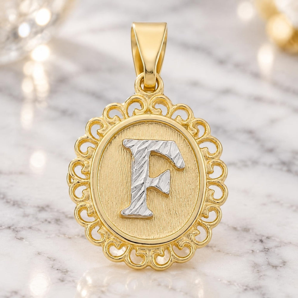 Oro Laminado Fancy Pendant, Gold Filled Style Polished, Two Tone