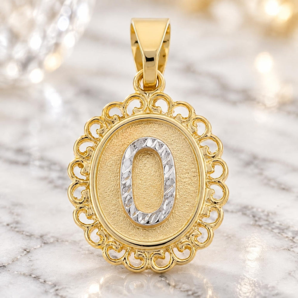 Oro Laminado Fancy Pendant, Gold Filled Style Polished, Two Tone