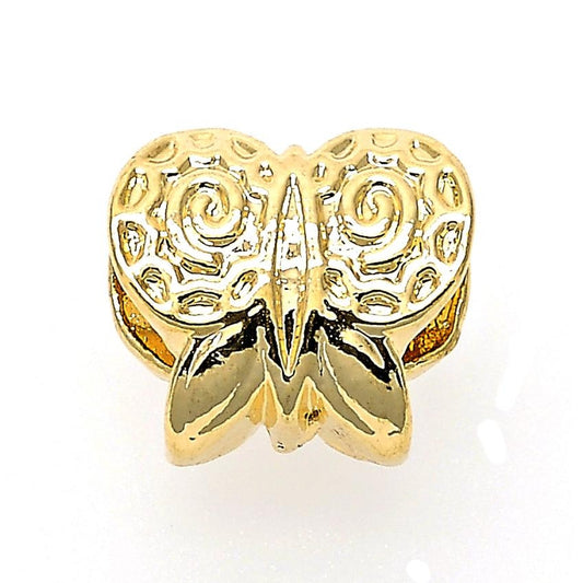 Oro Laminado Love Link Pendant, Gold Filled Style with White Crystal, Polished, Golden Finish