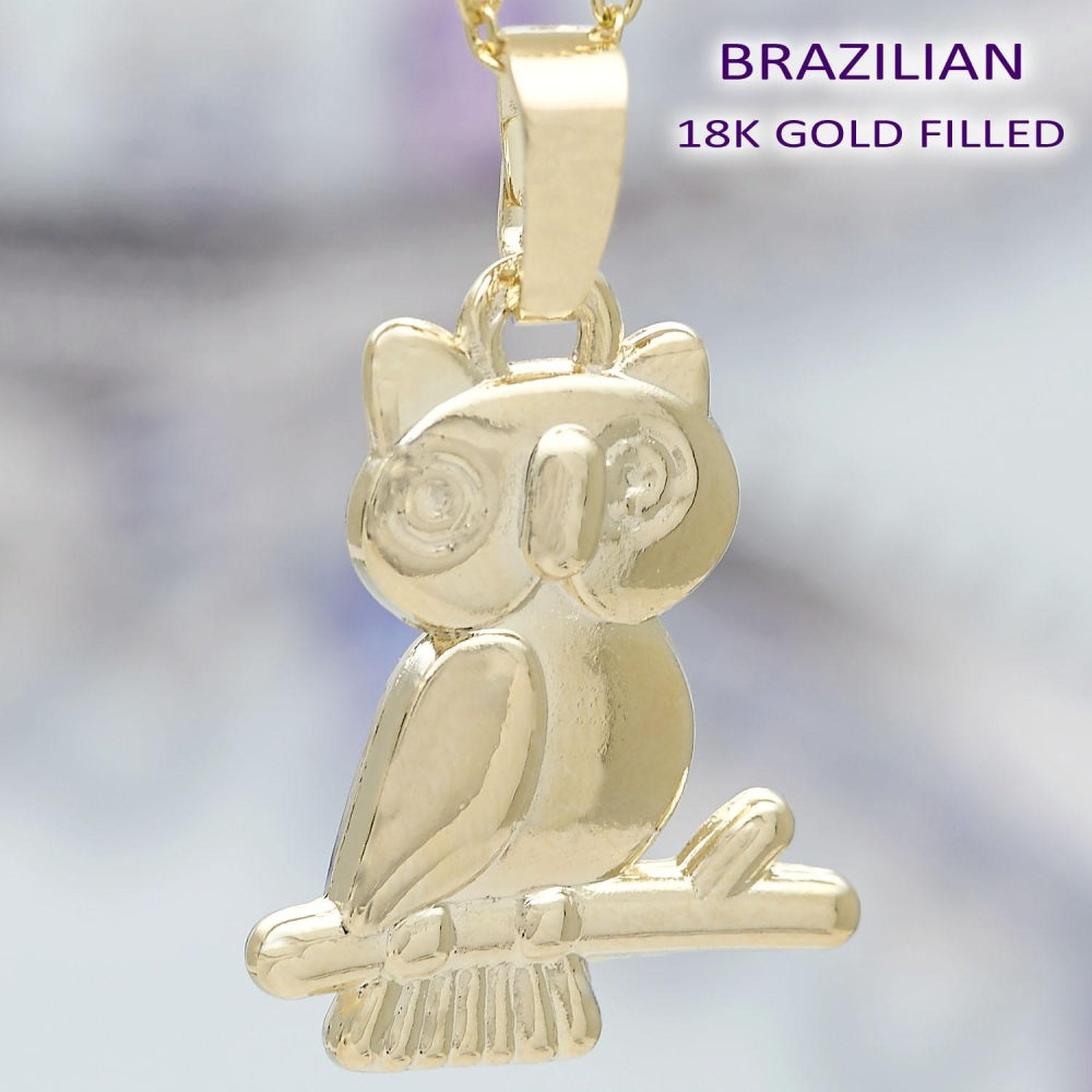 Oro Laminado Fancy Pendant, Gold Filled Style Owl Design, Polished, Golden Finish