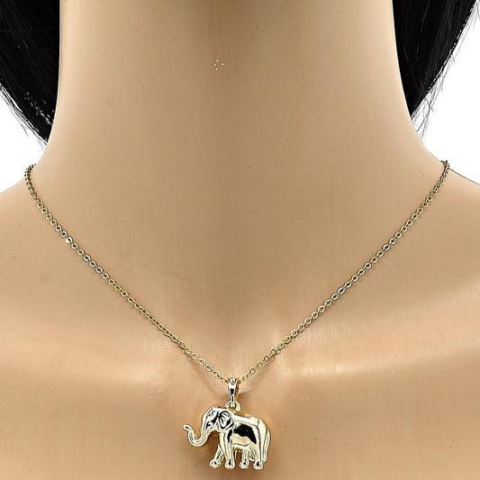 Oro Laminado Fancy Pendant, Gold Filled Style Elephant Design, Polished, Golden Finish