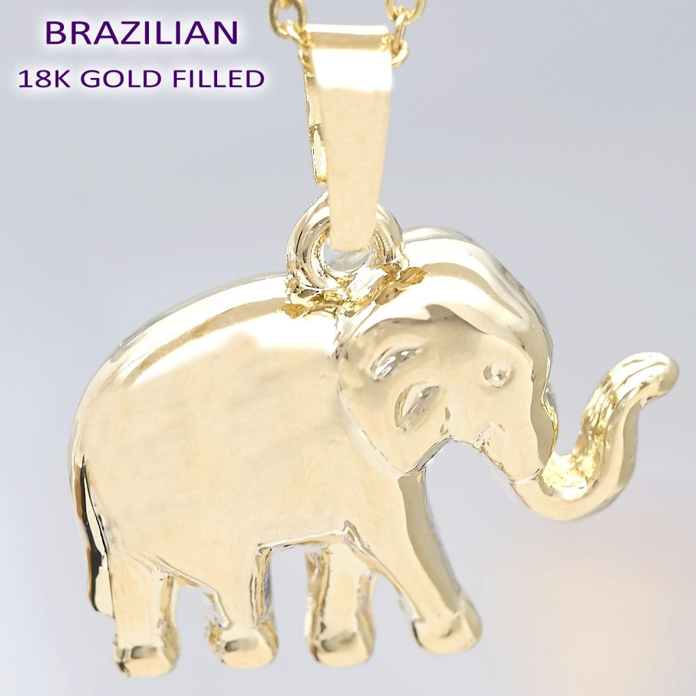 Oro Laminado Fancy Pendant, Gold Filled Style Elephant Design, Polished, Golden Finish