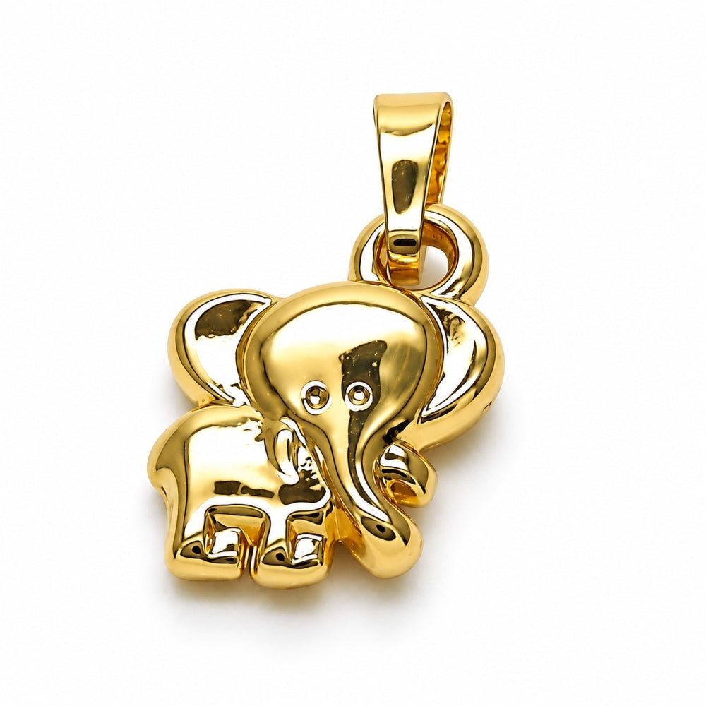Oro Laminado Fancy Pendant, Gold Filled Style Elephant Design, Polished, Golden Finish
