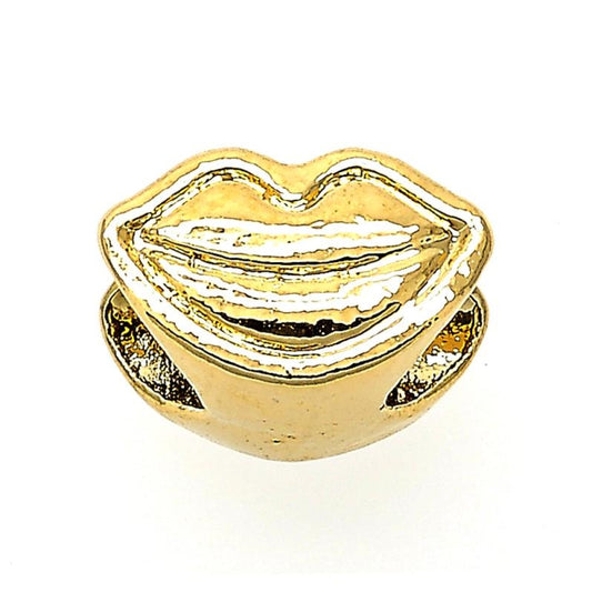 Oro Laminado Love Link Pendant, Gold Filled Style Lips Design, Polished, Golden Finish