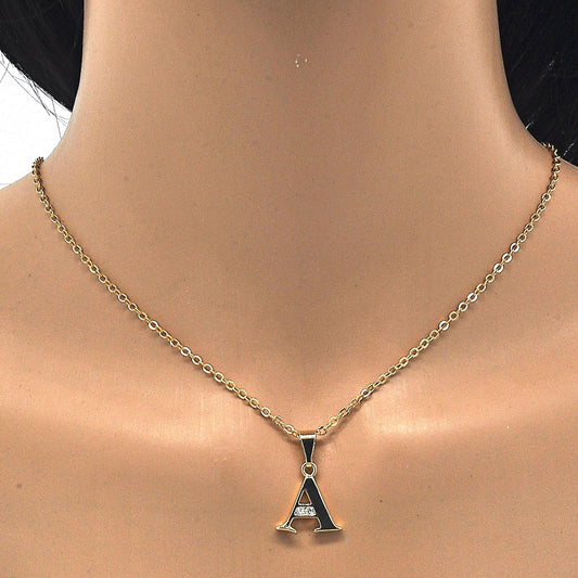 Oro Laminado Fancy Pendant, Gold Filled Style Initials Design, with White Cubic Zirconia, Polished, Golden Finish