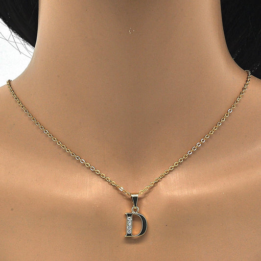 Oro Laminado Fancy Pendant, Gold Filled Style Initials Design, with White Cubic Zirconia, Polished, Golden Finish