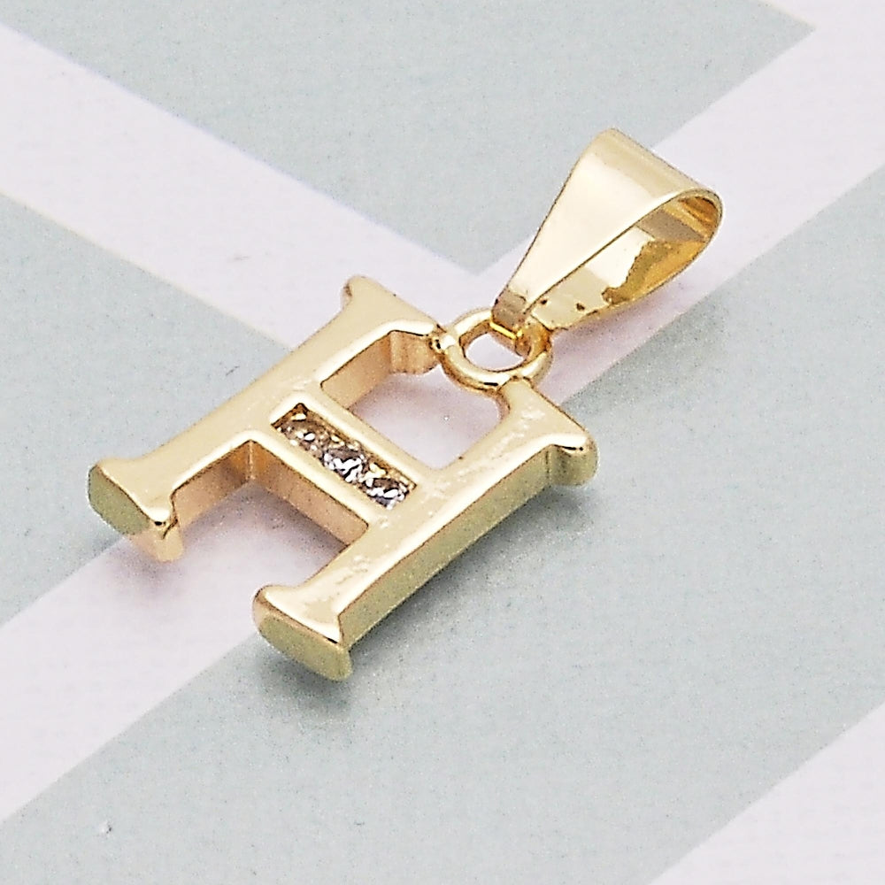 Oro Laminado Fancy Pendant, Gold Filled Style Initials Design, with White Cubic Zirconia, Polished, Golden Finish