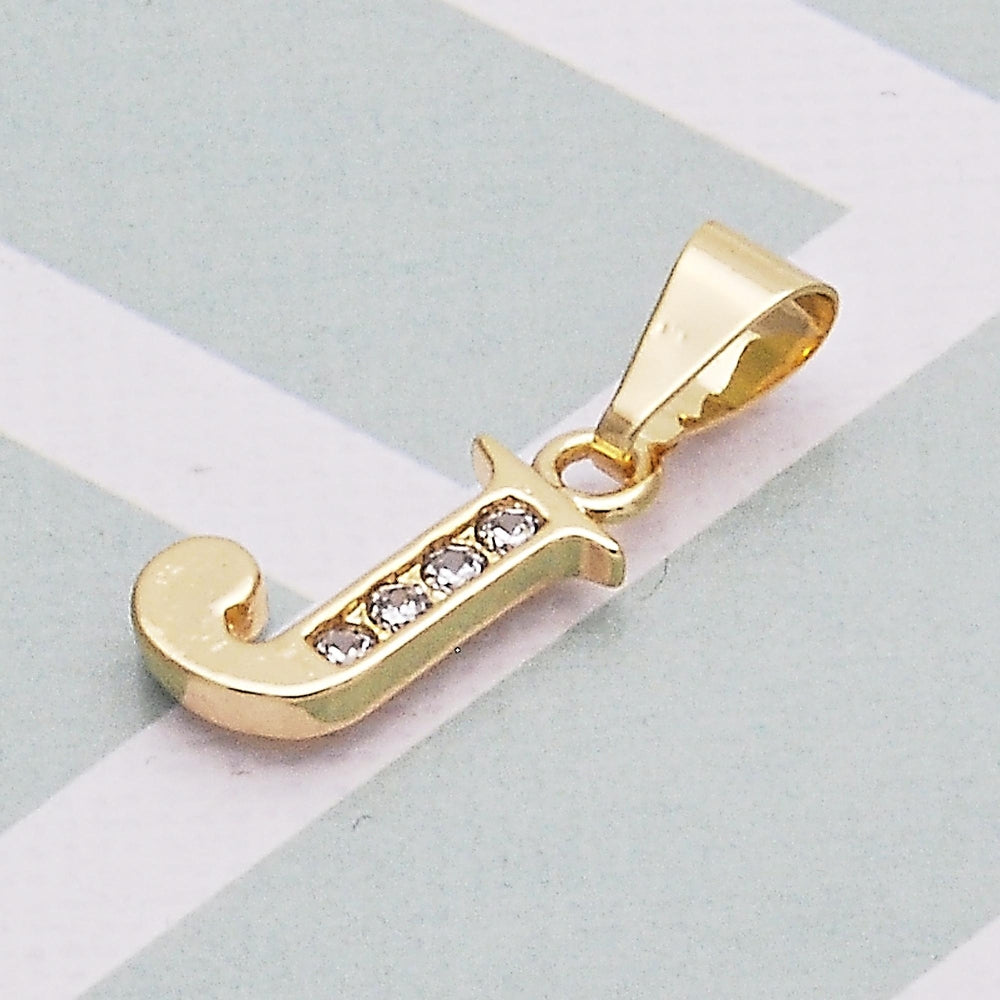 Oro Laminado Fancy Pendant, Gold Filled Style Initials Design, with White Cubic Zirconia, Polished, Golden Finish