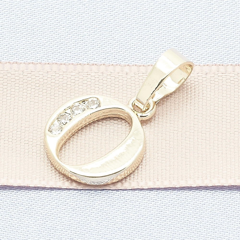 Oro Laminado Fancy Pendant, Gold Filled Style Initials Design, with White Cubic Zirconia, Polished, Golden Finish