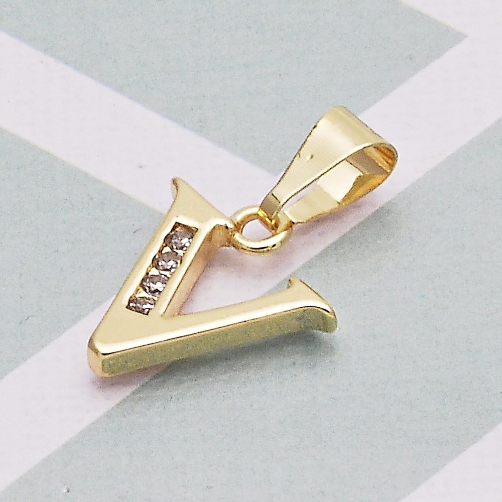 Oro Laminado Fancy Pendant, Gold Filled Style Initials Design, with White Cubic Zirconia, Polished, Golden Finish
