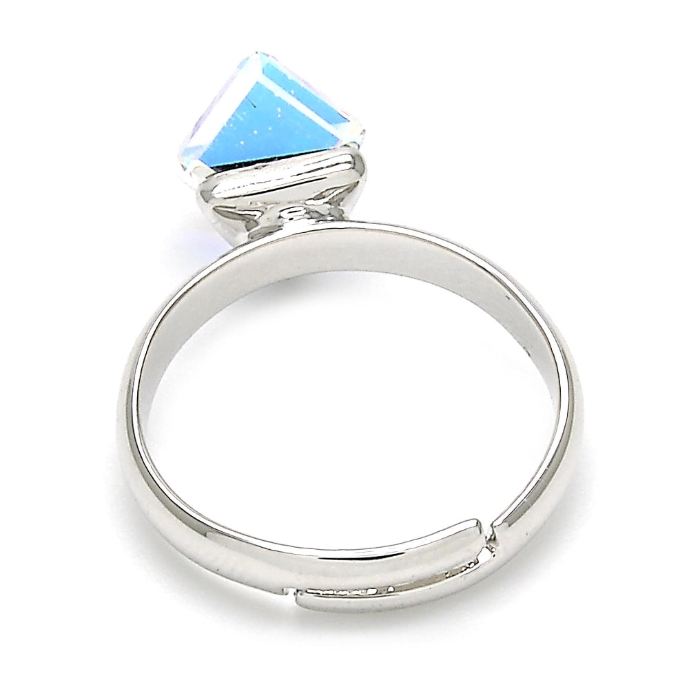 Rhodium Gold Filled Multi Stone Ring, with Aurore Boreale Swarovski Crystals, Polished, Rhodium Finish