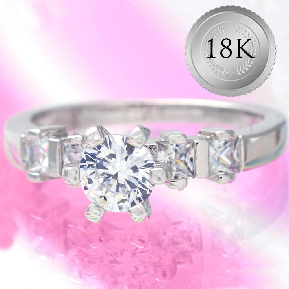 Rhodium Gold Filled Multi Stone Ring, Baguette Design, with White Cubic Zirconia, Polished, Rhodium Finish