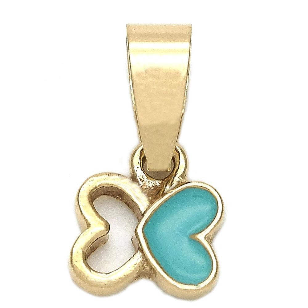Oro Laminado Fancy Pendant, Gold Filled Style Butterfly Design, Blue Enamel Finish, Golden Finish