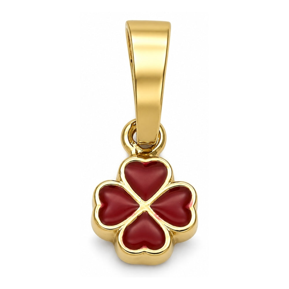 Oro Laminado Fancy Pendant, Gold Filled Style Flower Design, Red Enamel Finish, Golden Finish