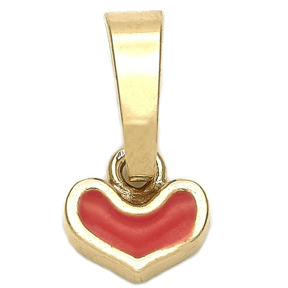 Oro Laminado Fancy Pendant, Gold Filled Style Heart Design, Orange Enamel Finish, Golden Finish
