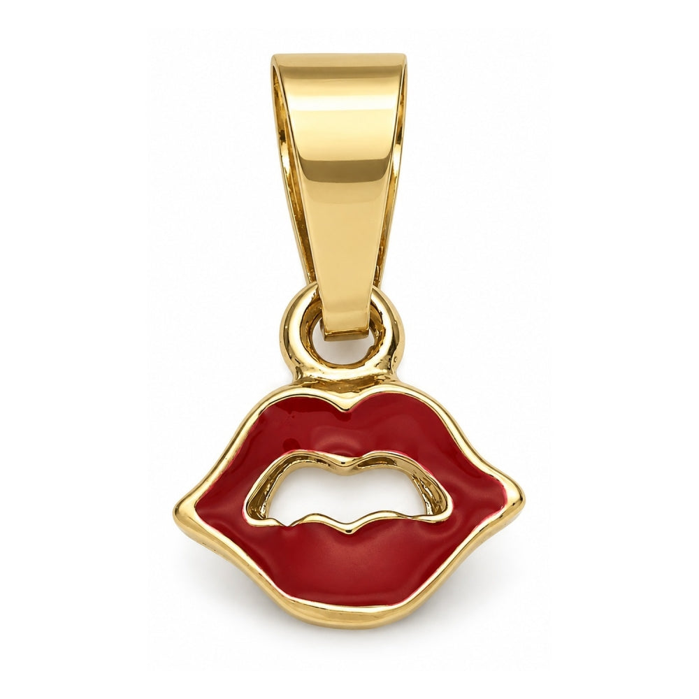 Oro Laminado Fancy Pendant, Gold Filled Style Heart Design, Red Enamel Finish, Golden Finish