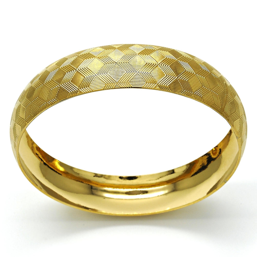 Oro Laminado Individual Bangle, Gold Filled Style Diamond Cutting Finish, Golden Finish