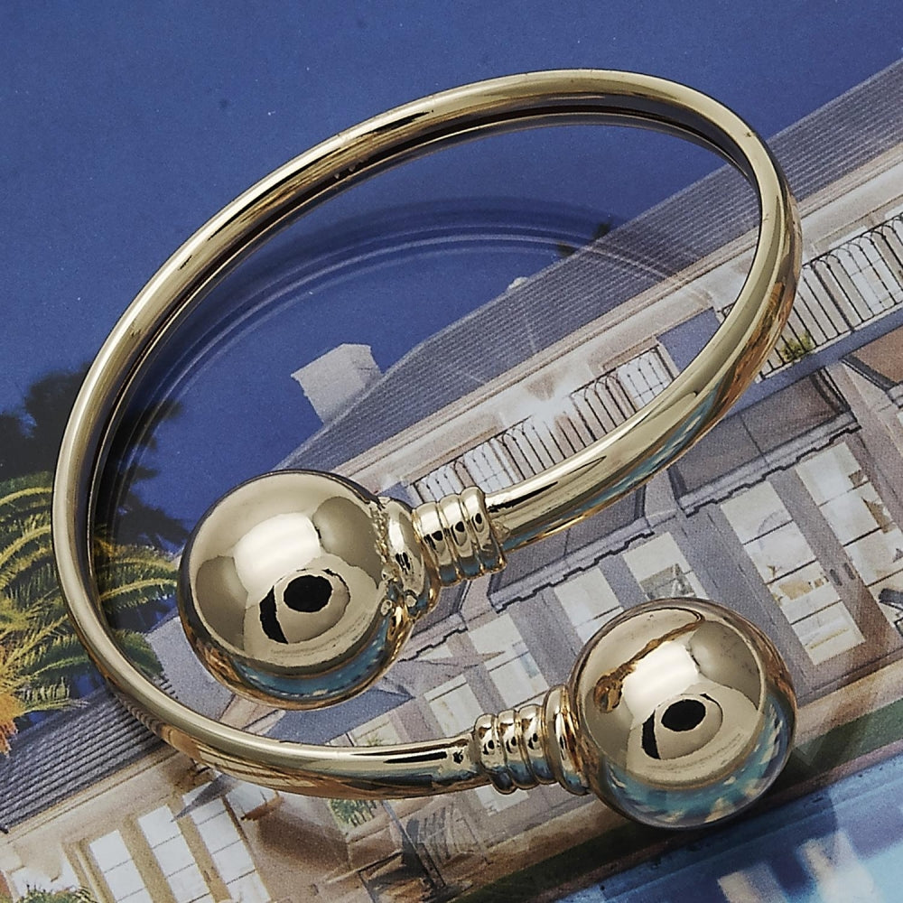 Oro Laminado Individual Bangle, Gold Filled Style Ball Design, Polished, Golden Finish