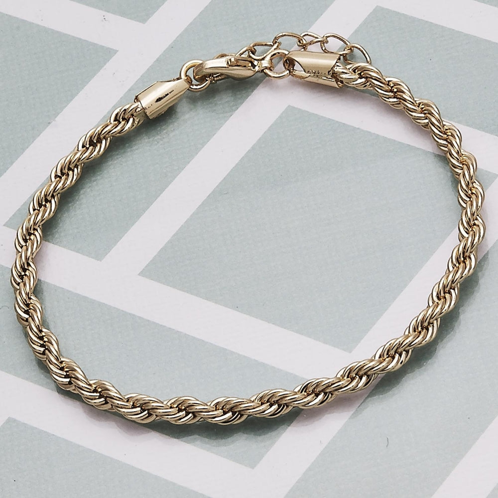 Oro Laminado Basic Bracelet, Gold Filled Style Rope Design, Polished, Golden Finish