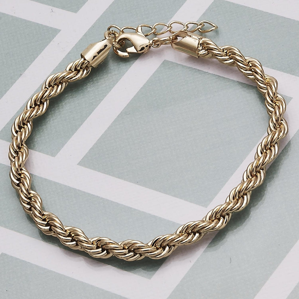 Oro Laminado Basic Bracelet, Gold Filled Style Rope Design, Polished, Golden Finish