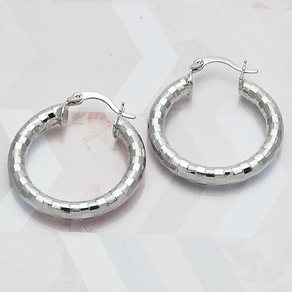 Rhodium Gold Filled Medium Hoop, Polished, Rhodium Finish