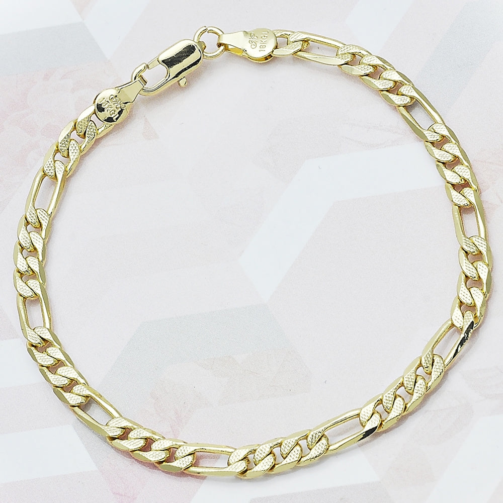 Oro Laminado Basic Bracelet, Gold Filled Style Figaro Design, Polished, Golden Finish