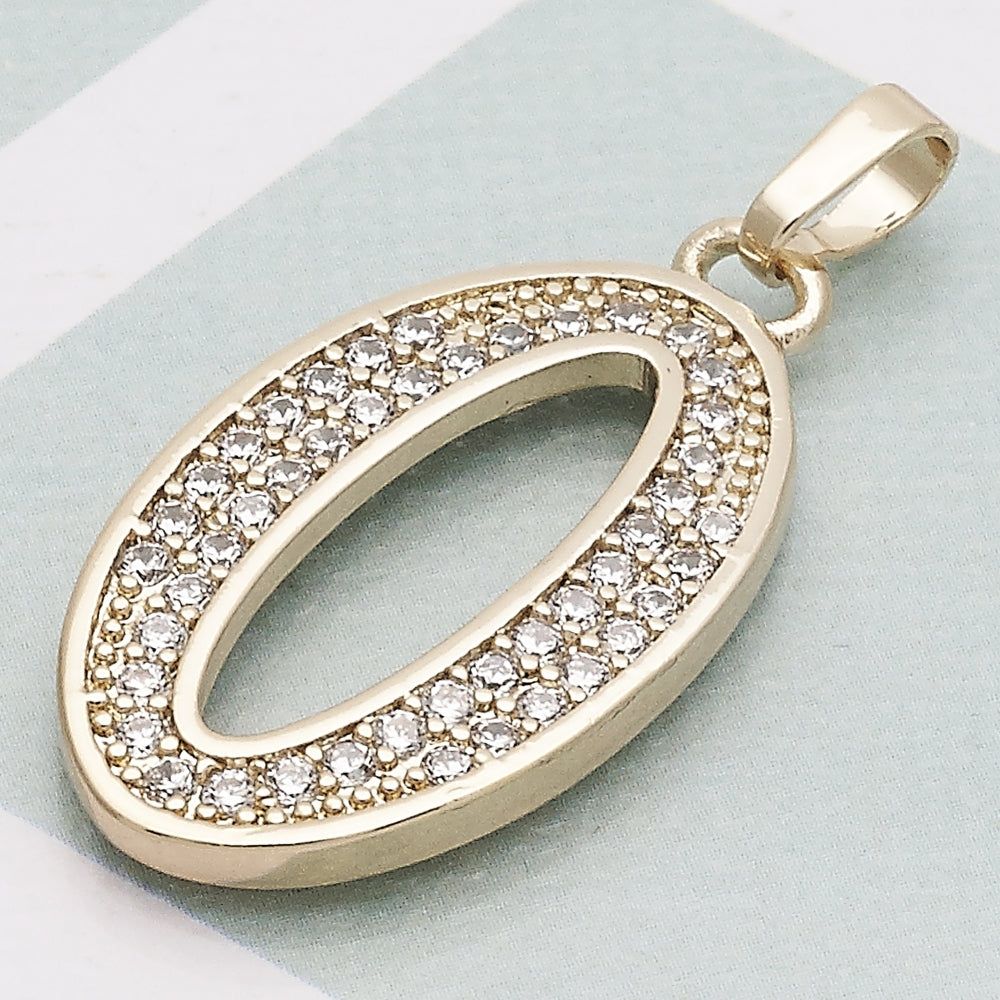 Oro Laminado Fancy Pendant, Gold Filled Style with White Cubic Zirconia, Polished, Golden Finish