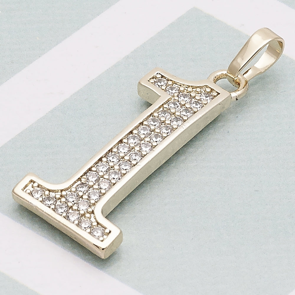 Oro Laminado Fancy Pendant, Gold Filled Style with White Cubic Zirconia, Polished, Golden Finish