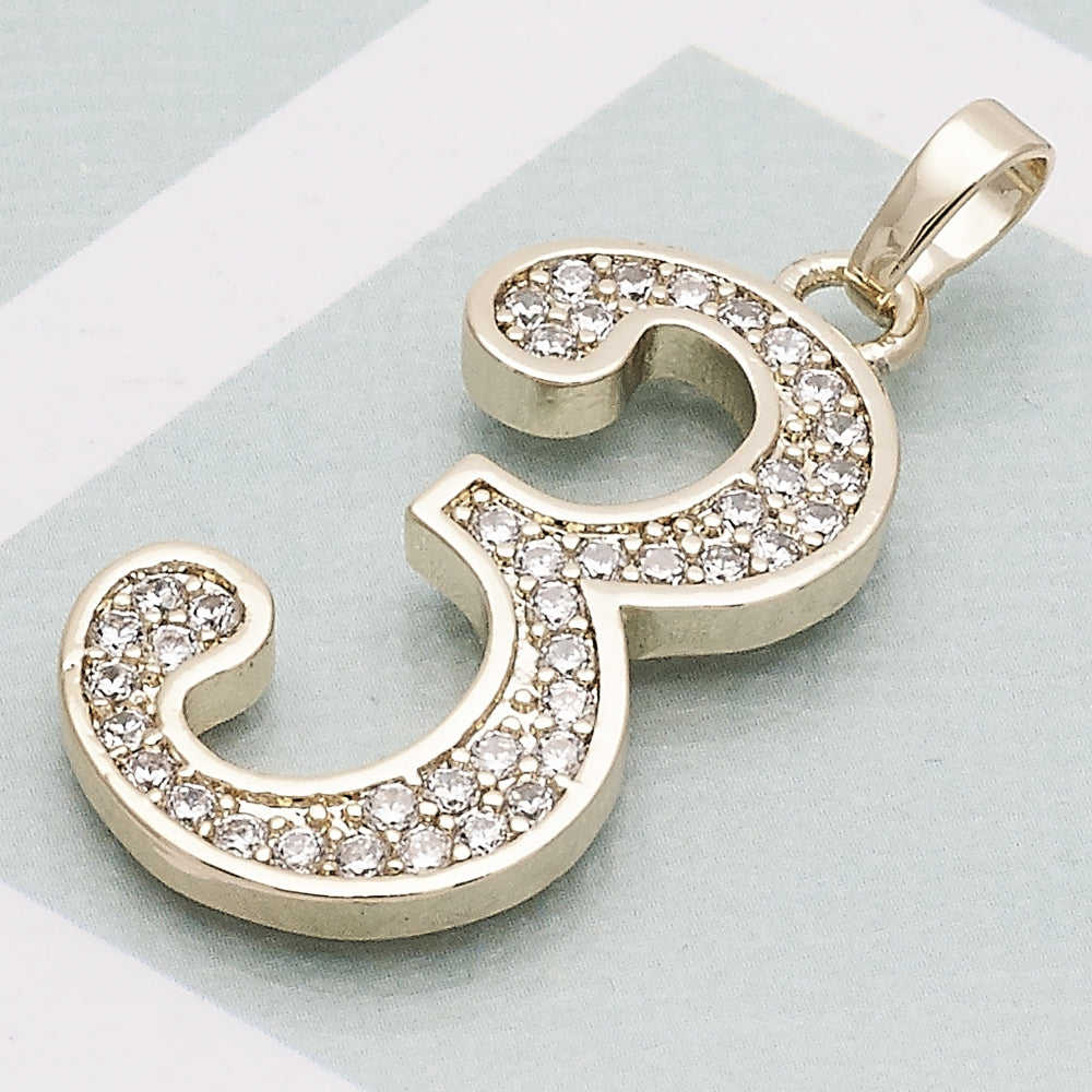 Oro Laminado Fancy Pendant, Gold Filled Style with White Cubic Zirconia, Polished, Golden Finish