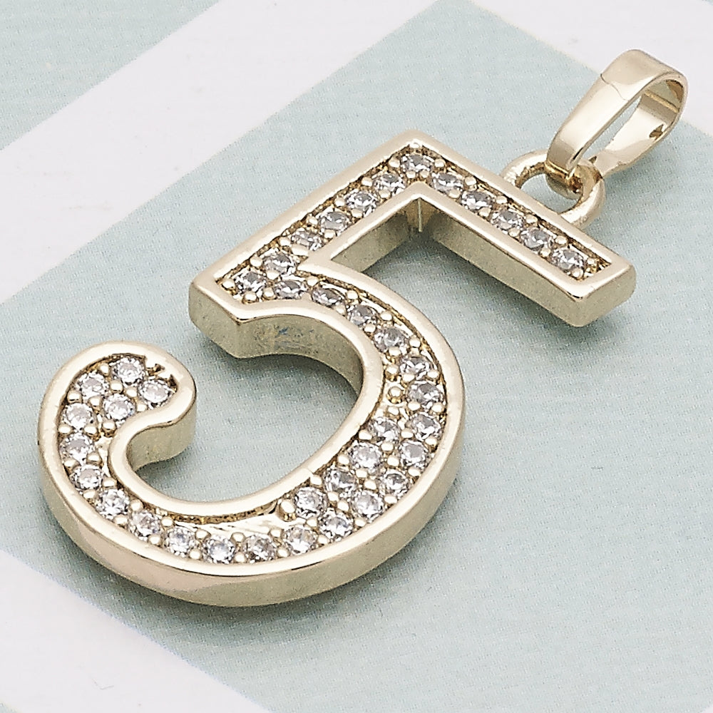 Oro Laminado Fancy Pendant, Gold Filled Style with White Cubic Zirconia, Polished, Golden Finish